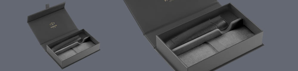 Pudełko Prezentowe Parker + Etui Skóra Eko czarne typu sleeve - na jeden instrument piśmienny - 2195848