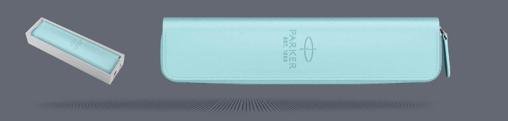 Etui Parker pastelowe niebieskie zamykane na suwak - 2186243