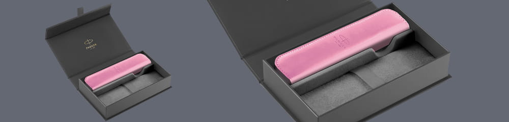 Pudełko Prezentowe Parker + Etui Skóra Eko różowy pastel na suwak - 2195848_2186242