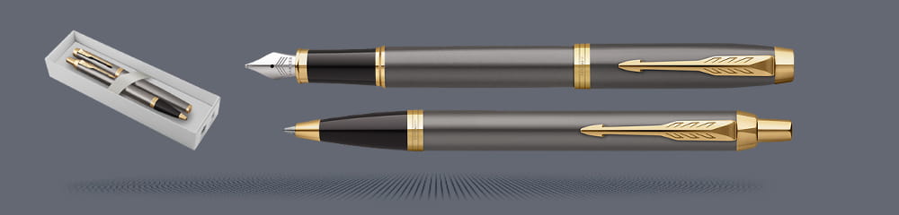 Zestaw Pióro wieczne + Długopis Parker IM Core Grey GT | Stalówka F - 2213776_2214613