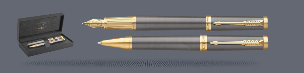 Zestaw Pióro wieczne + Długopis Parker Ingenuity Grey GT | Stalówka F