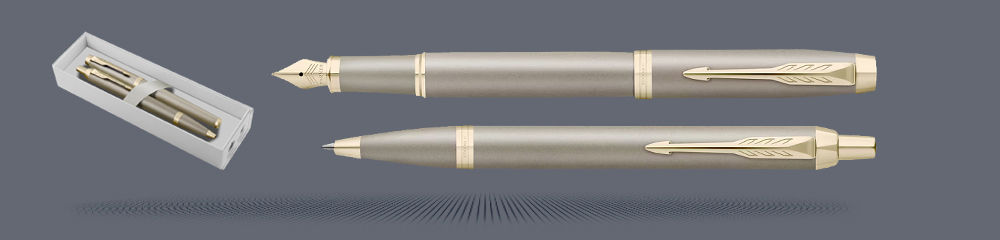 Zestaw Pióro wieczne + Długopis Parker IM Rituals Sandstone PVD | Stalówka F - 2235418_2235420