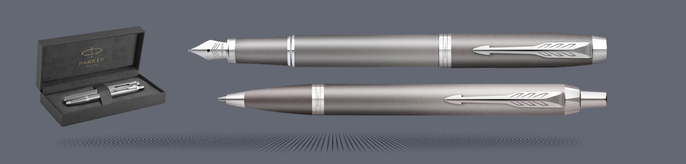 Zestaw Pióro wieczne + Długopis Parker IM Rituals Grey CT + Premium Box | Stalówka F - 2203896_2203898