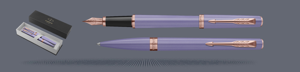 Zestaw Pióro wieczne + Długopis Parker Meridian Lilac PGT | Stalówka F - 2247766_2247769