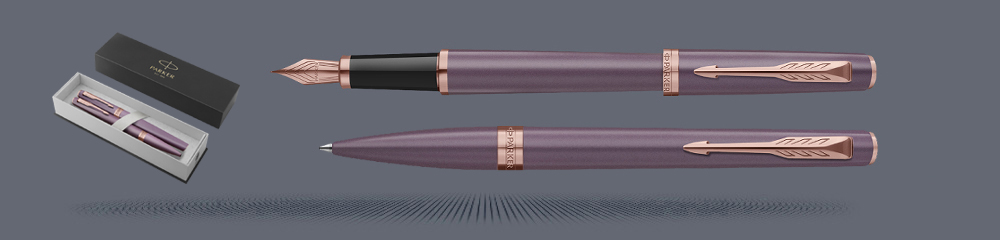 Zestaw Pióro wieczne + Długopis Parker Meridian Purple PGT | Stalówka F - 2247762_2247765