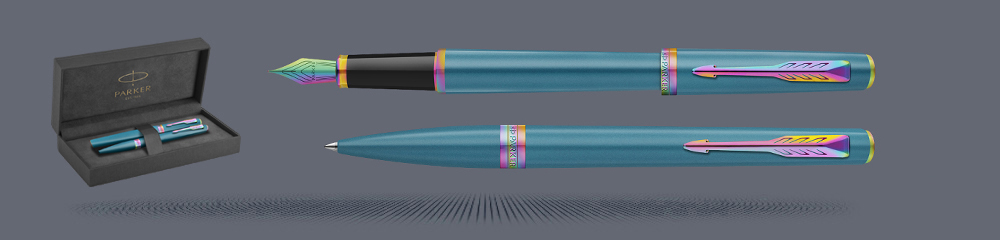 Zestaw Pióro wieczne + Długopis Parker Meridian Teal RBT + Premium Box | Stalówka F - 2247770_2247773