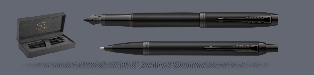Zestaw Pióro wieczne + Długopis Parker IM Achromatic Black + Premium Box | Stalówka F - 2127741_2127618