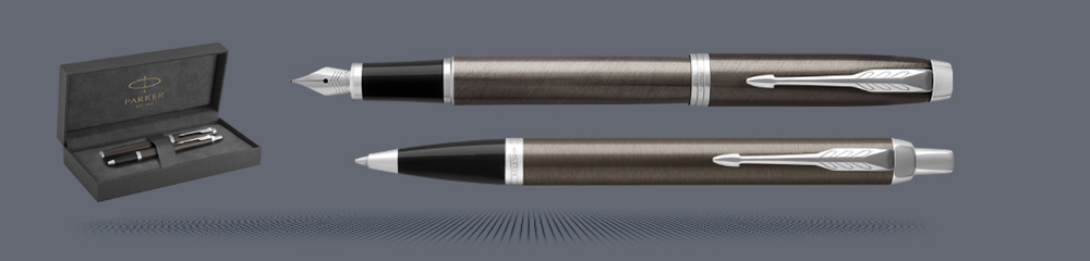 Zestaw Pióro wieczne + Długopis Parker IM Core Dark Espresso CT + Premium Box | Stalówka F - 1931650_1931671