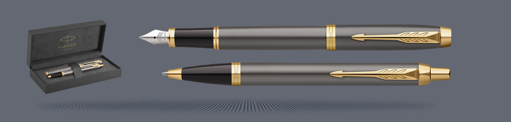 Zestaw Pióro wieczne + Długopis Parker IM Core Grey GT + Premium Box | Stalówka F - 2213776_2214613