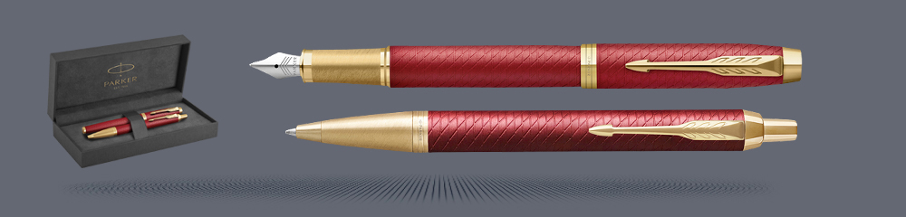 Zestaw Pióro wieczne + Długopis Parker IM Premium Royal Czerwony GT + Premium Box | Stalówka F - 2143650_2143644
