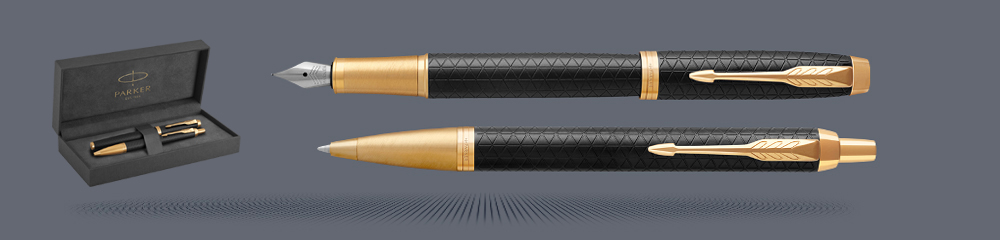 Zestaw Pióro wieczne + Długopis Parker IM Premium Royal Czarny GT + Premium Box | Stalówka F - 1931646_1931667